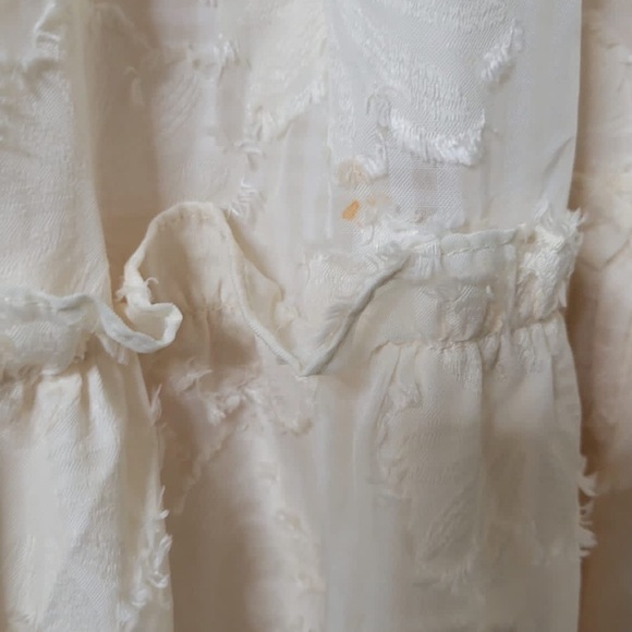 LENA Floral Jacquard Tiered Maxi Dress Ruffle Trim Sweetheart Empire Waist Sz M - Picture 5 of 10